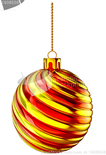 Image of Christmas-tree ball with gold and red spiral