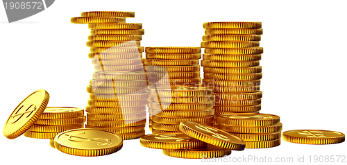 Image of Stacks of gold dollar coins