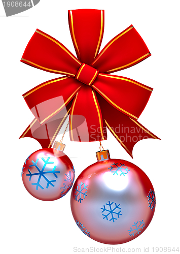 Image of christmas balls with red bow