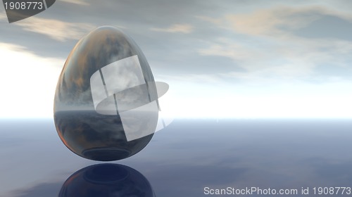 Image of egg under cloudy sky