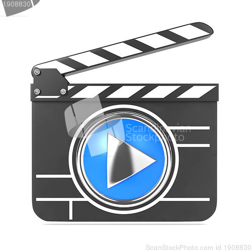 Image of Clapboard with Blue Screen. Media Player Concept.