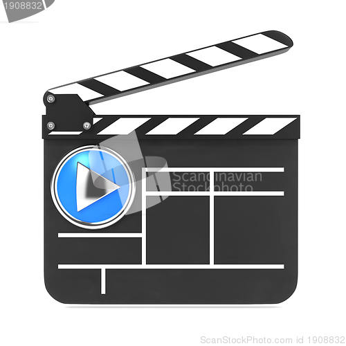 Image of Clapboard with Blue Screen. Media Player Concept.