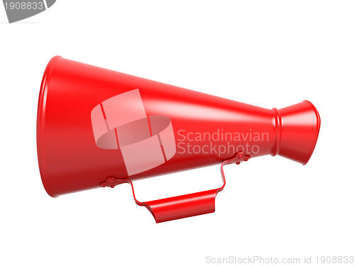 Image of Red Megaphone Isolated on White.