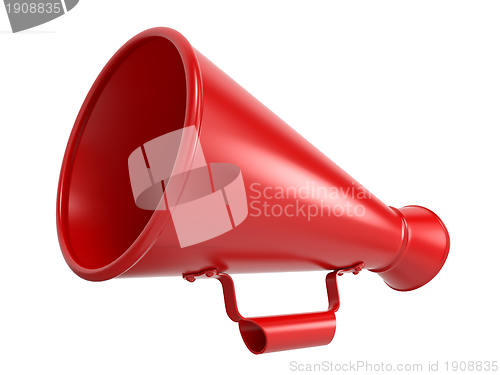 Image of Red Megaphone Isolated on White.