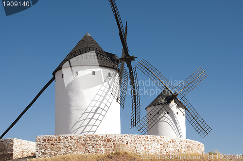 Image of White ancient windmills
