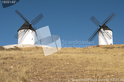 Image of White ancient windmills