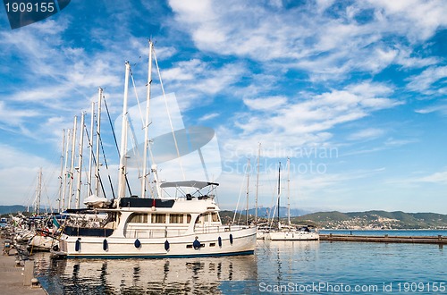 Image of Sailing Boat docked in marina