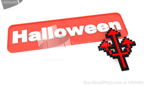 Image of Halloween Button with Trident's Shaped Cursor.