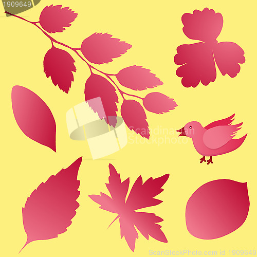 Image of Seamless pattern background with bird and leaves