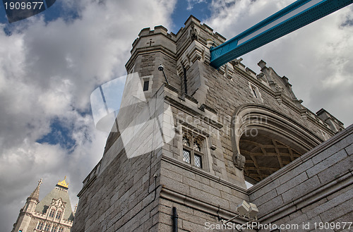 Image of Tower Bridge Structure detail, London. The bridge is 244 m in le