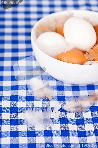 Image of brown and white eggs