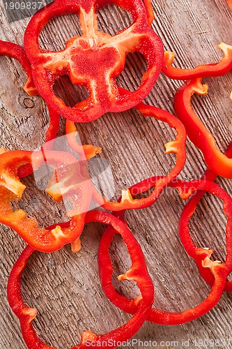 Image of sliced red bell peppers 