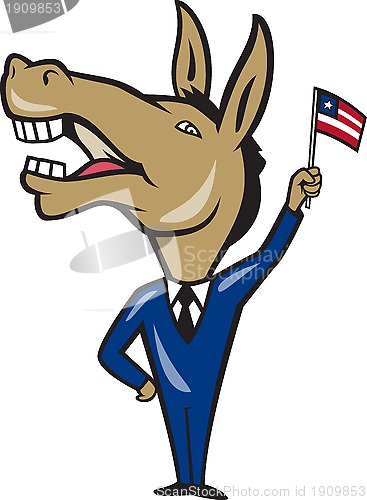 Image of Democrat Donkey Mascot American Flag