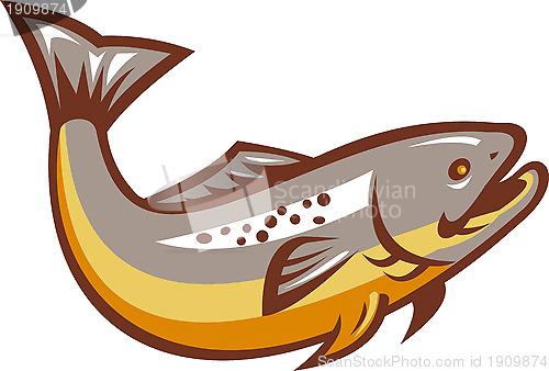 Image of Trout Fish Jumping Retro