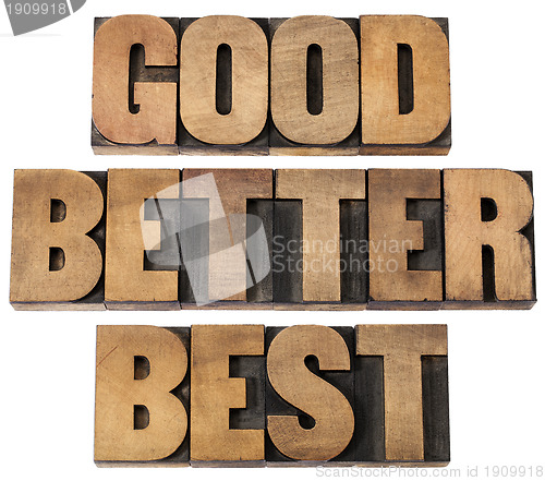 Image of good, better, best in wood type