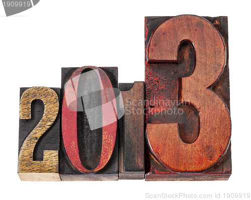 Image of year 2013 in wood type