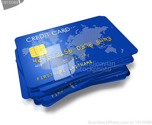 Image of stack of blue credit cards