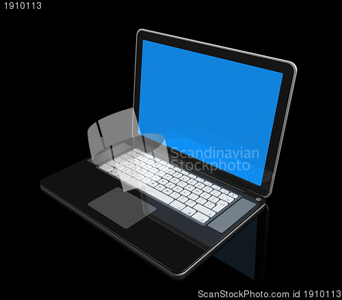 Image of black Laptop computer isolated on black