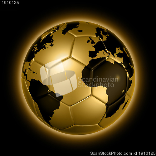 Image of Gold soccer football ball World globe