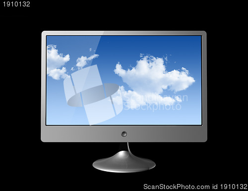 Image of 3D Computer monitor isolated on black