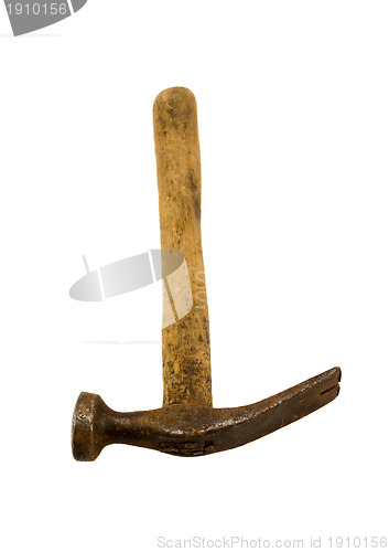 Image of old rusty claw hammer isolated on white 