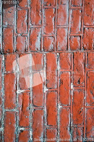 Image of Painted brick wall details architectural fragment 