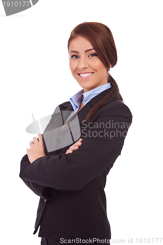 Image of beautiful young business woman smiling