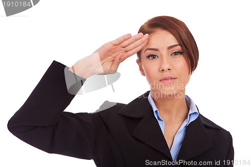 Image of business woman saluting