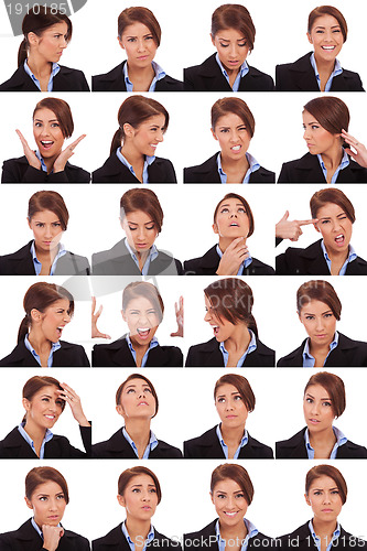 Image of emotional collage of a businesswoman's faces