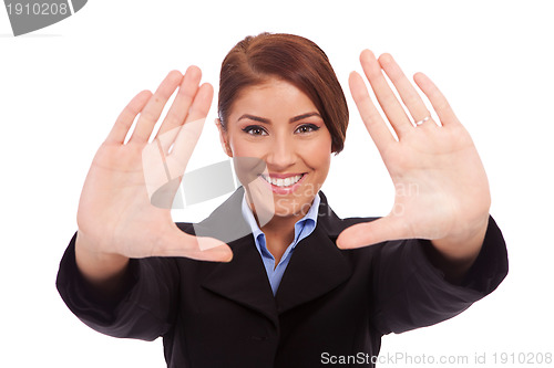 Image of Business woman hands frame