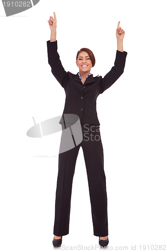 Image of very happy business woman winning