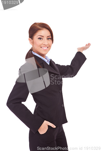 Image of Confident business woman presenting
