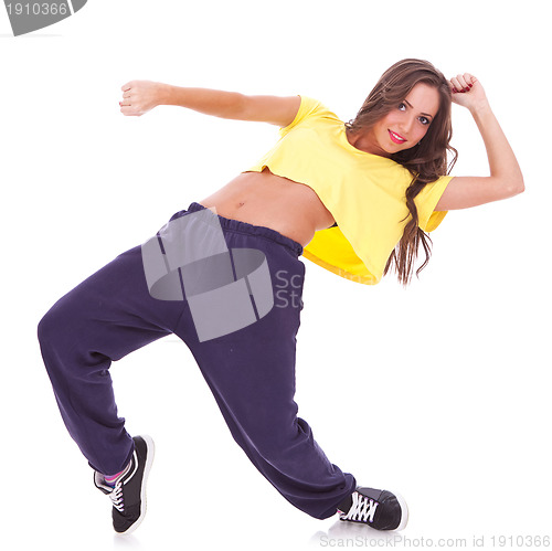 Image of woman dancer break dancing