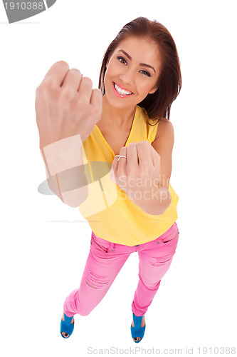 Image of beautiful casual  woman dancing 