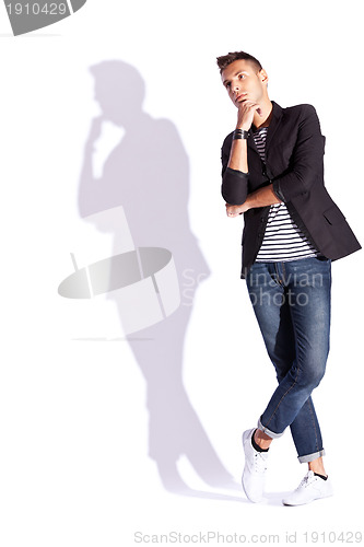 Image of cool looking shadow of a young casual man 