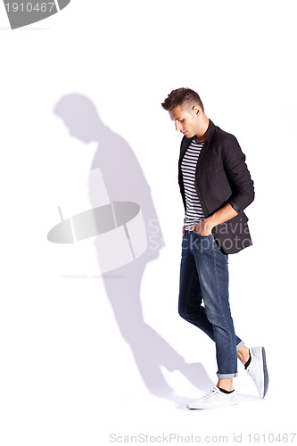 Image of side view of a fashion young man