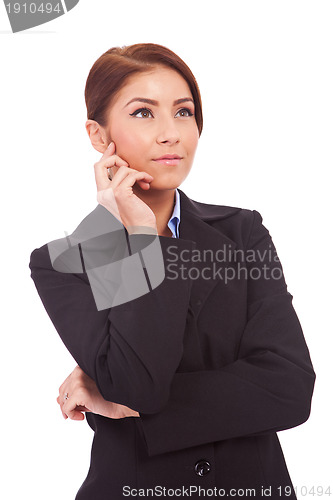 Image of  beautiful business woman looking contemplative