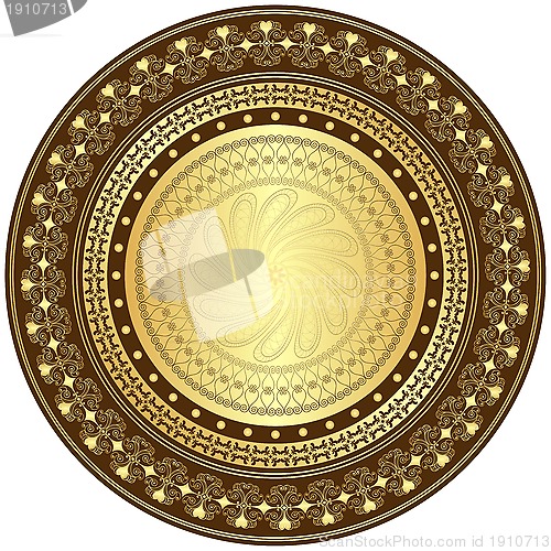 Image of Gold and brown round frame