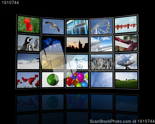 Image of Video wall made of flat tv screens