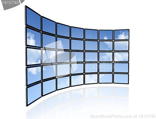 Image of Video wall of flat tv screens