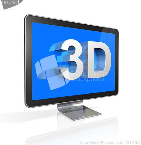 Image of 3D television screen with 3D text