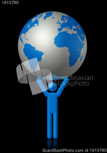 Image of Man carrying a world globe
