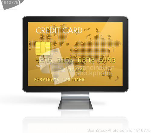 Image of gold credit card on a computer screen
