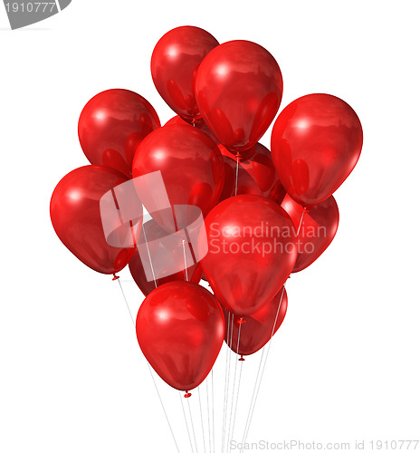 Image of red balloons group isolated on white