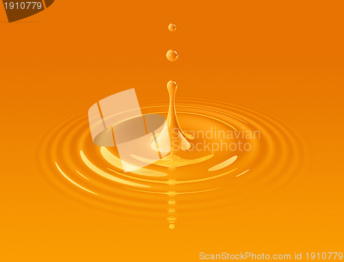 Image of drop of orange juice and ripple