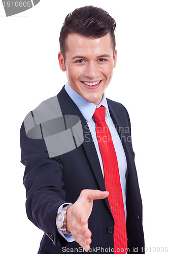 Image of Young business man ready handshake 