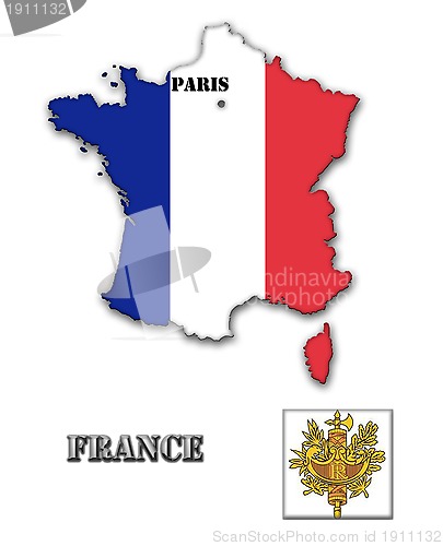 Image of The map and the arms of France