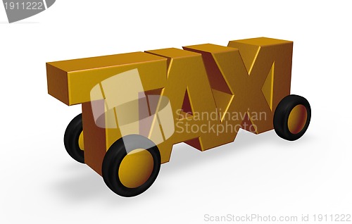 Image of taxi tag on wheels