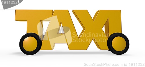 Image of taxi tag on wheels