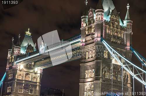 Image of Beautiful night view of Tower Bridge structure in London